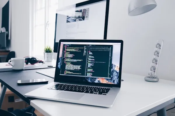 Website code on a laptop